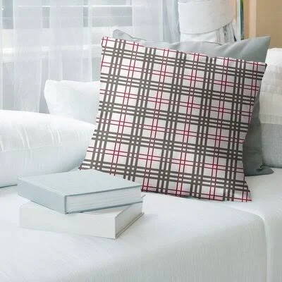 Square Pillow Cover & Insert East Urban Home Color: White/Red/Pewter, Size: 18x22 x 18
