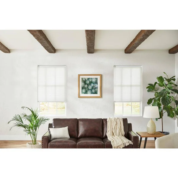 Home Decorators Collection White Cordless Light Filtering Cellular Shade - 64 in. W x 72 in. L (Motorization Compatible), Whispe