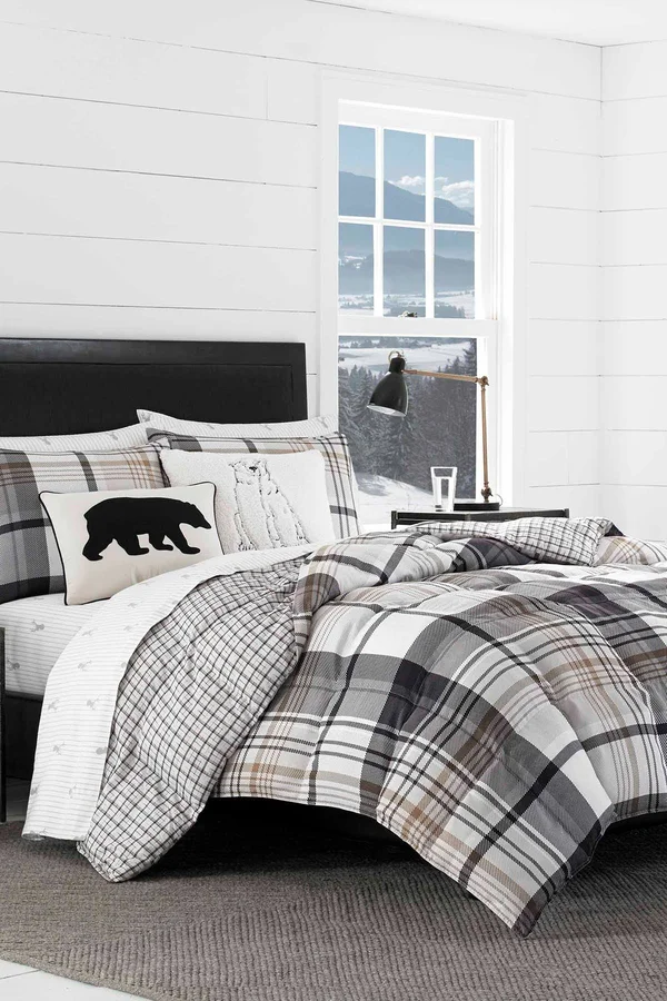 Eddie Bauer Normandy Plaid Comforter Set - Black, Twin