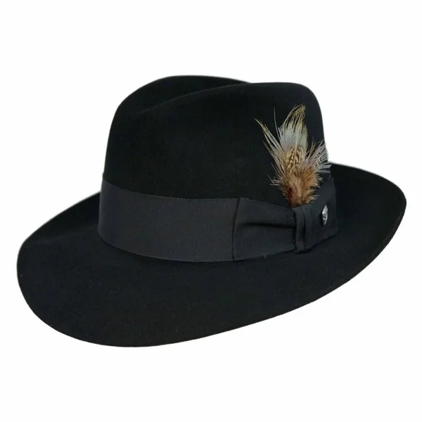 Stetson Temple Fur Felt Fedora Hat - Size: 7 1/8, Black