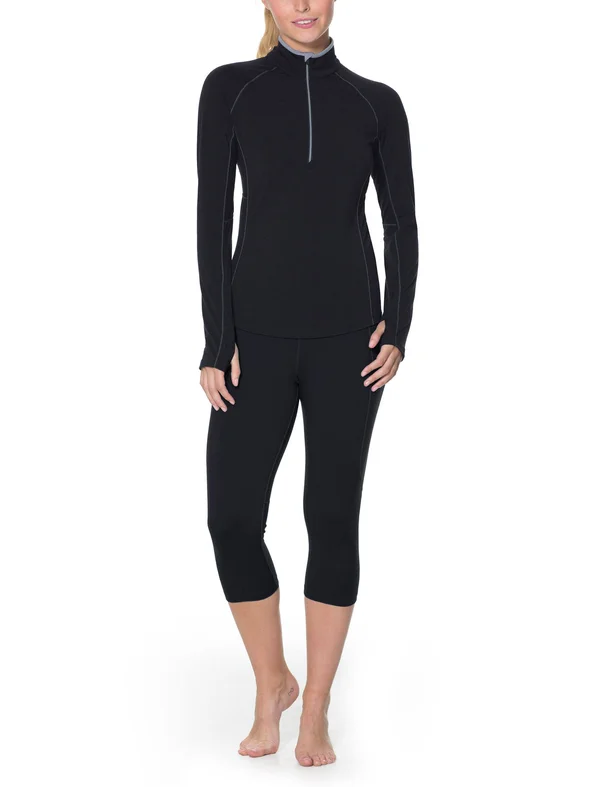 Icebreaker Women's Zone Long Sleeve Half Zip Top, Black, Size M by Campman