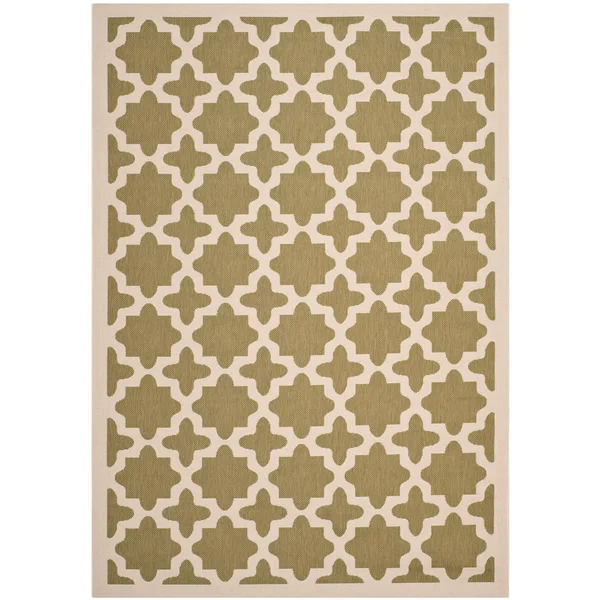Safavieh Courtyard Green & Beige 4& x 5&-7x22 Indoor/Outdoor Rug