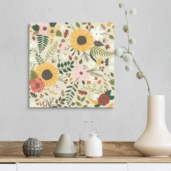Autumn Garden Pattern VIII - Canvas Wall Art, 16x16, Great Big Canvas