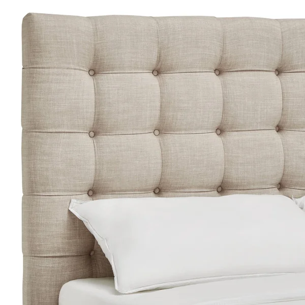 Briella Button Tufted Linen Upholstered Headboard Inspire Q Modern - Dark Grey Linen - King