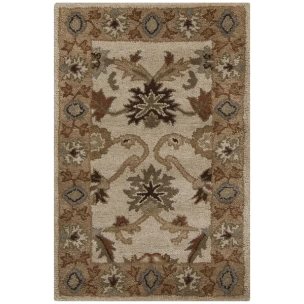 2& x 3& Licinius Dark Khaki and Driftwood Brown Hand Tufted Wool Area Throw Rug