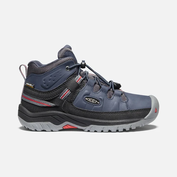 Keen Youth Targhee Mid Waterproof Shoe - 4 - Blue Nights, Red Carpet