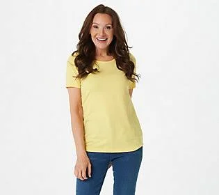 Susan Graver Weekend Essentials Comfy CottonKnit Top, Size XX-Small, Lemonade
