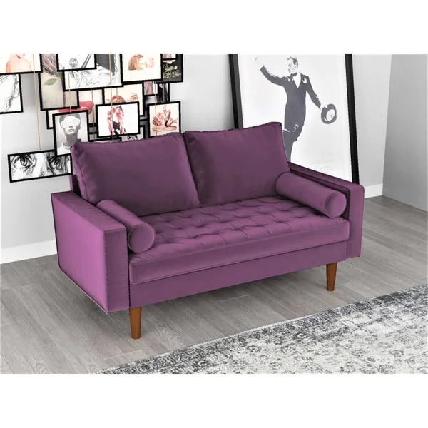 Container Furniture Faux Leather Mid-Century Sofa - Goldenrod