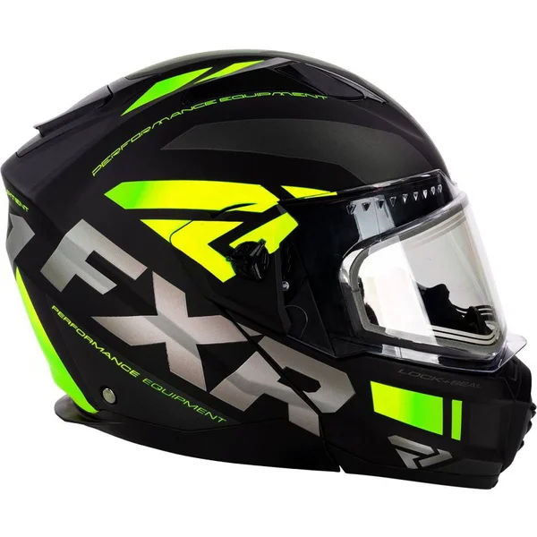 FXR Maverick Team Modular Snow Helmet w/Electric Shield Black/Charcoal/Hi-Vis XL
