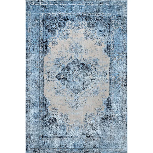 nuLOOM Faded Vintage Medallion Area Rug - 7& 6x22 x 9& 6x22 - Dark Gray