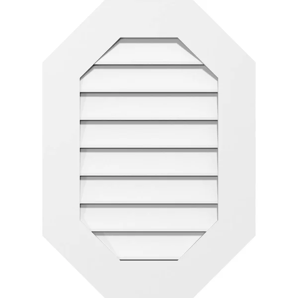Ekena Millwork GVPOV20X4001SF 20x22W x 40x22H Vertical Elongated Octagon Surface Mount PVC Gable Vent: Functional, w/ 3-1/2x22W