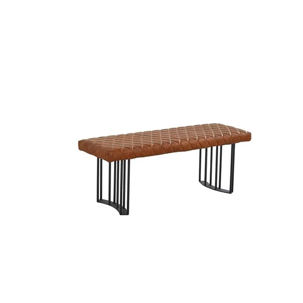 Pemberly Row Faux Leather Bench in Black and Brown - PR-4753-2119099