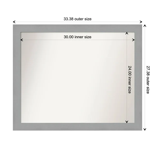 Amanti Art Medium Rectangle Brushed Nickel Contemporary Mirror (27.5 in. H x 37.5 in. W)