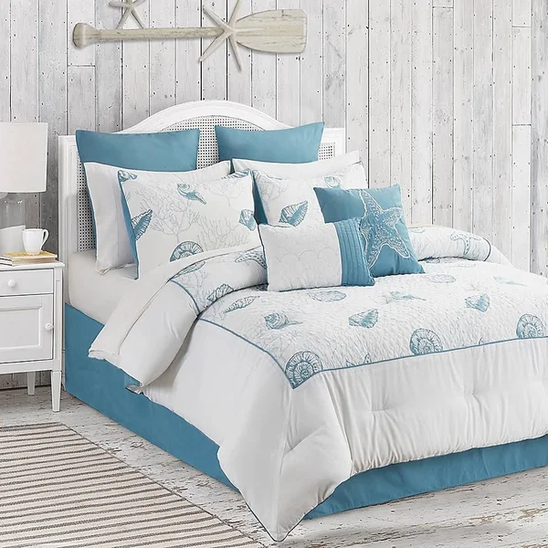 Hallmart Collectibles Anthia 12-Piece King Comforter Set in Blue/White