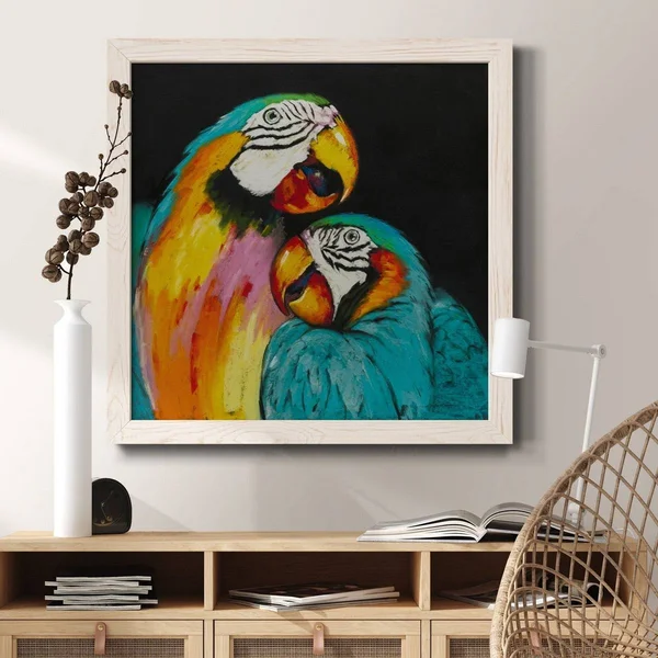 Playful Parrot-Premium Framed Canvas - Ready to Hang - 17x17 - White