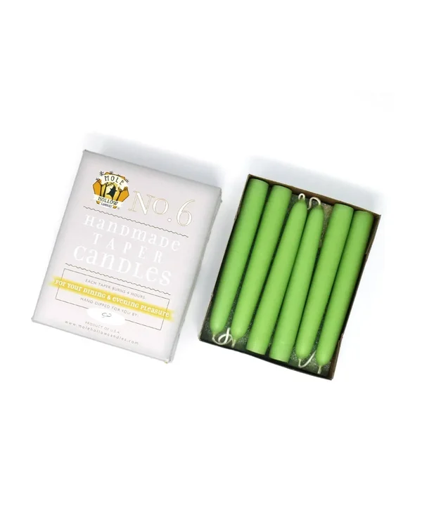 Mole Hollow Candles 6x22 Taper Candles - Set of 12 - Spearmint Green