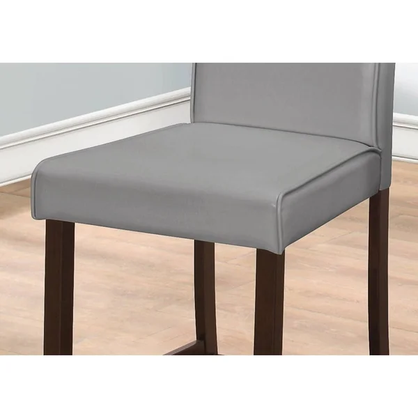 Monarch Specialties Counter Height Dining Chair-Grey Leather-Look