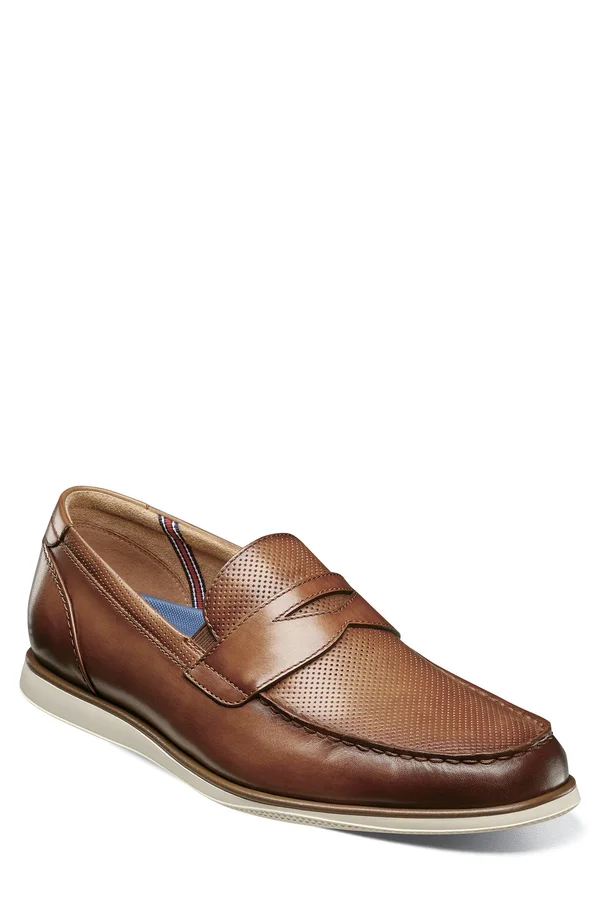 Florsheim Atlantic Moc Toe Penny Loafer 8 Men's Cognac