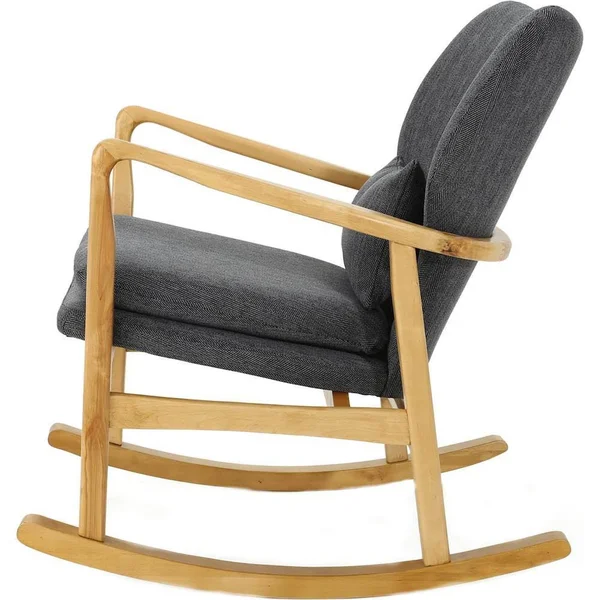 Noble House RYKER Mid Century Modern Fabric Rocking Chair, Dark Slate