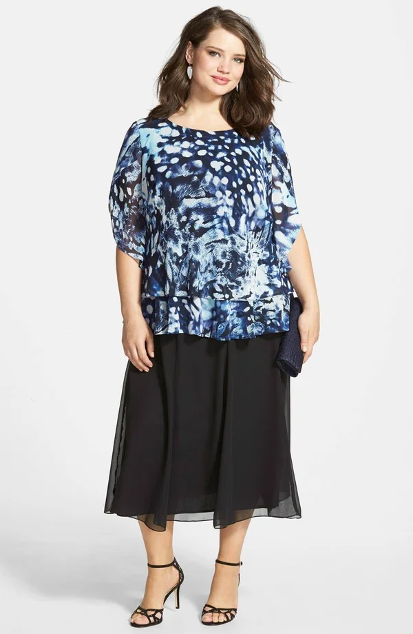 Plus Size Women's Alex Evenings Chiffon Skirt - 1x, Black
