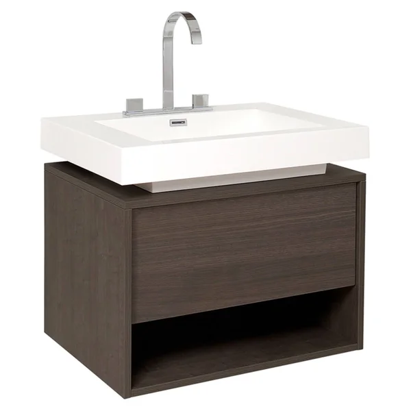 Fresca Potenza Gray Oak Modern Bathroom Cabinet with Vessel Sink