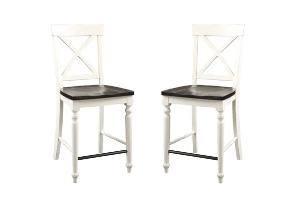 Wallace & Bay D510045 Maddox Dark Mocha & Antique White 24x22 Bar Stool - Set of 2