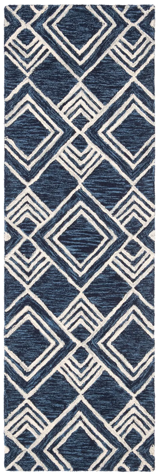 Safavieh Micro-Loop MLP154N 2&3x22 x 7&0x22 Runner Navy, Ivory Area Rug