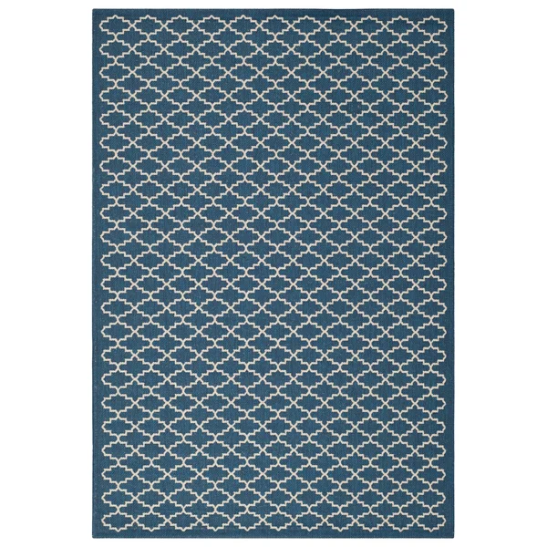 Safavieh Courtyard Navy Indoor Outdoor Rug - 5&3x22 x 7&7x22