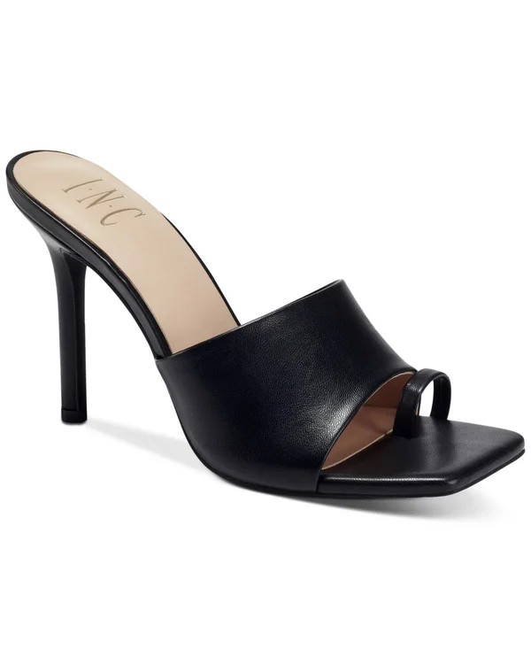 Inc Friskee Slide Sandals, Created for Macy&s - Black Smooth
