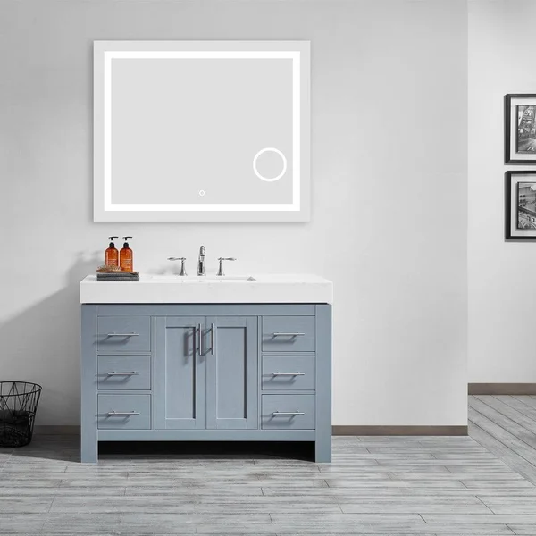 Vinnova Astra 36x22 Lighted Impressions Frameless LED Wall Mirror in Silver