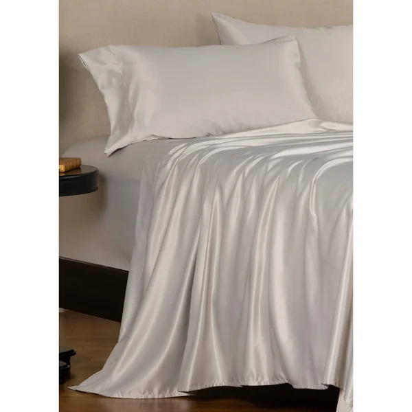 Copper Grove Clifton Luxury Satin Bed Sheet Set - Oat - Queen