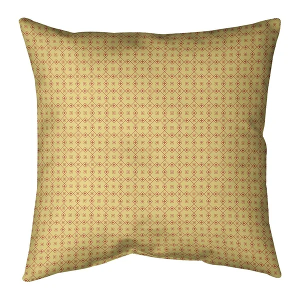 Yellow Feature Two Color Doily Pattern Throw Pillow - 26 x 26 - Yellow & Red - Faux Suede