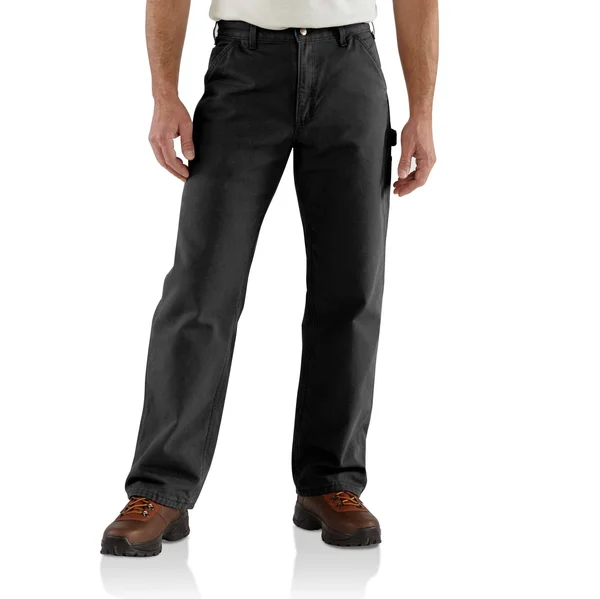 Carhartt Washed Duck Flannel Lined Work Dungaree Pants, Men's Black
