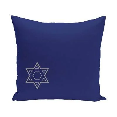Holiday Geometric Print Star of David Throw Pillow The Holiday Aisle Size: 18'' H x 18'' W - Color: Blue/Grey