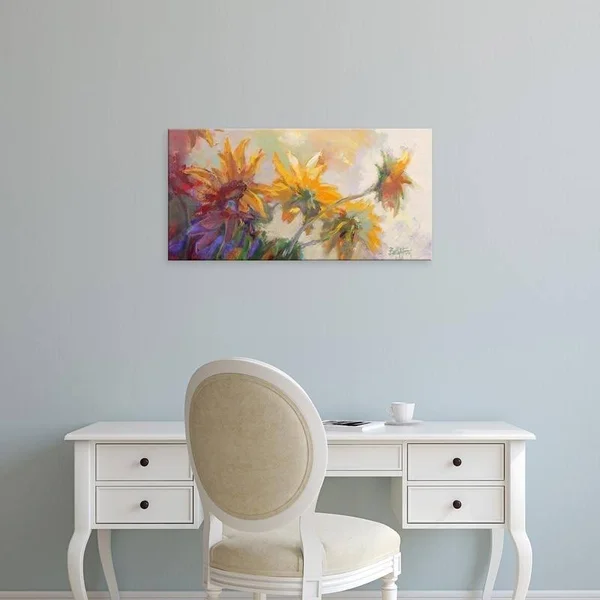 Easy Art Prints Beth A. Forst's 'Three Long Blossoms' Premium Canvas Art - 20 x 40 - Brazilian Barnwood Frame