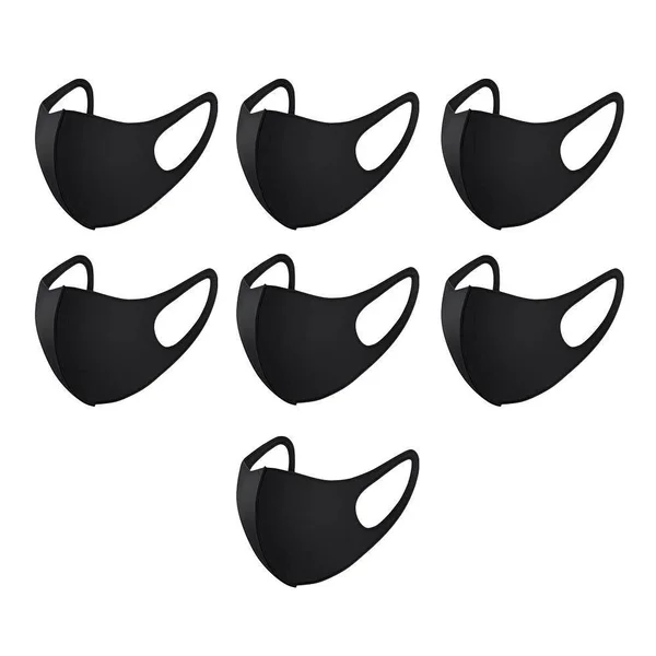 Luna Bazaar 7-Day, 1-Week Pack of Black Comfortable Face Masks Coverings 3-Ply Washable Reusable (3 Sizes Avail) Adult