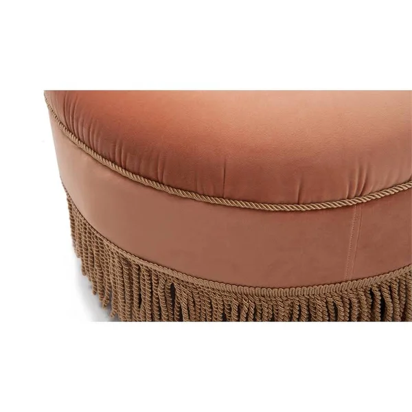 Brika Home Tufted Decorative Round Ottoman in Orange - BR-1871579