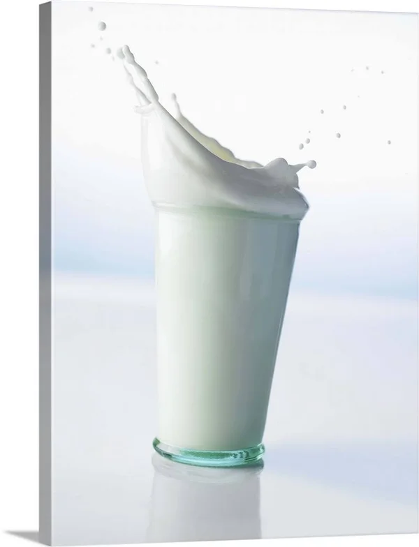 Milk splashing in glass, Large Solid-Faced Canvas Wall Art Print, Great Big Canvas