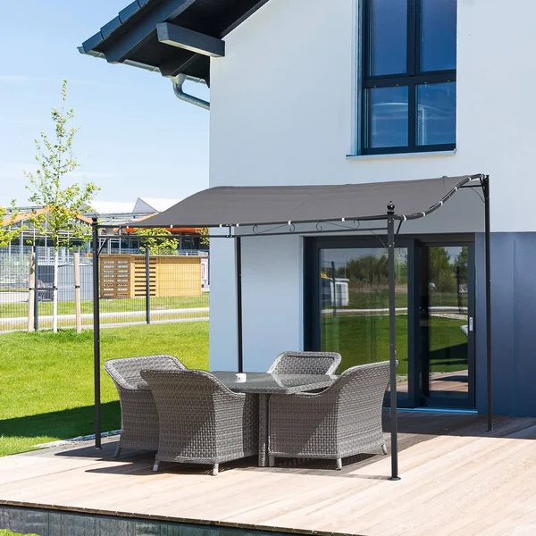Outsunny 10& x 10& Steel Pergola Gazebo Outdoor Patio Canopy Backyard Garden