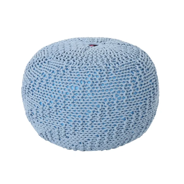 Beryl Knitted Cotton Pouf Teal
