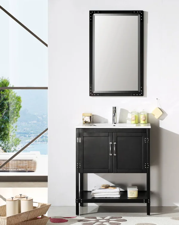 Legion Furniture 30x22 Black Color Wood Sink Vanity with Ceramic Top