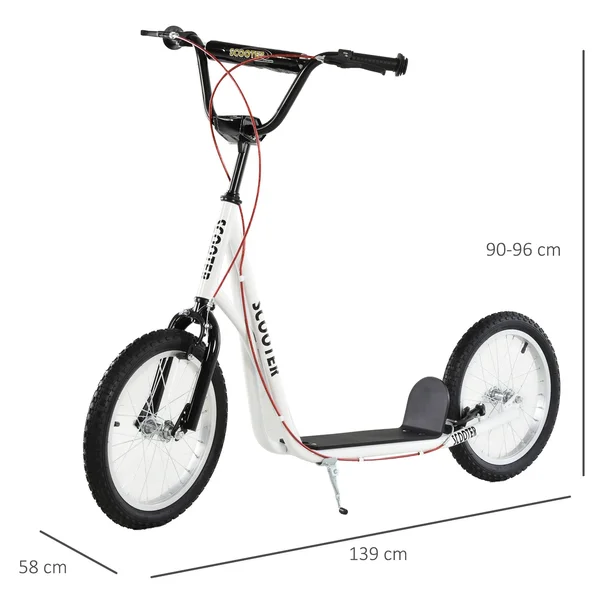 Aosom Soozier/HOMCOM Youth Kids Kick Scooter Adjustable Handlebar Teens Ride on Toy for 5+ w/ Front and Rear Dual Brakes Inflata