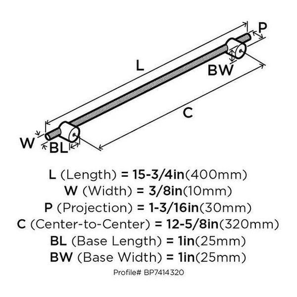 Amerock Transcendent 12-5/8 in (320 mm) Center-to-Center Matte Black Drawer Pull