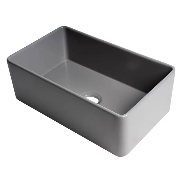 Alfi Brand ABF3018-GM Gray Matte Smooth Apron 30x22 x 18x22 Single Bowl Fireclay Farm Sink