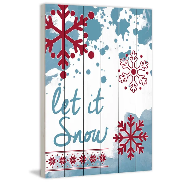 Let It Snow Painting Print on White Wood, Size: 24 inch x 16 inch