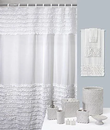 Creative Bath Ruf54wh Ruffles Wastebasket
