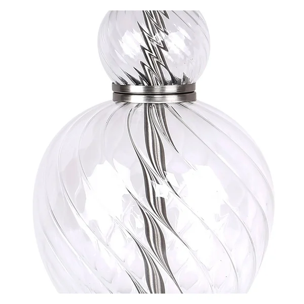 19 inch Clear Amber Glass Accent Lamp w/ Vase-Inspired Base & White Linen Shade (Set of 2)