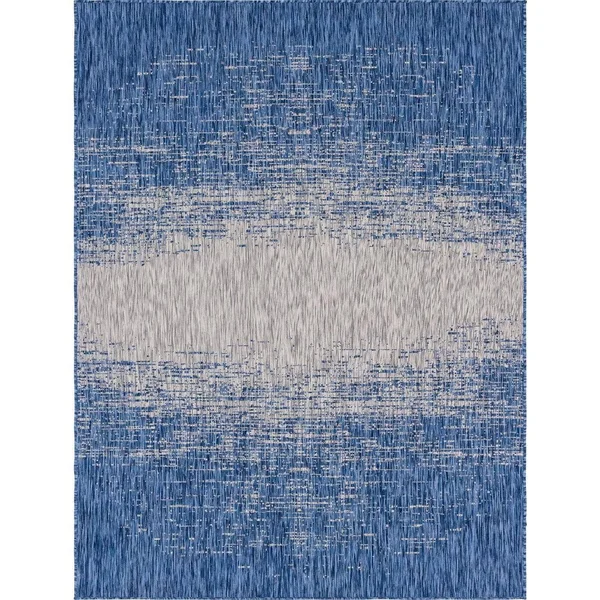 Unique Loom Ombre Outdoor Rug, Blue, 9x12 ft