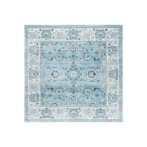 Safavieh Isabella Collection ISA940M Area Rug, 6& 7x22 Round, Light Blue/Cream