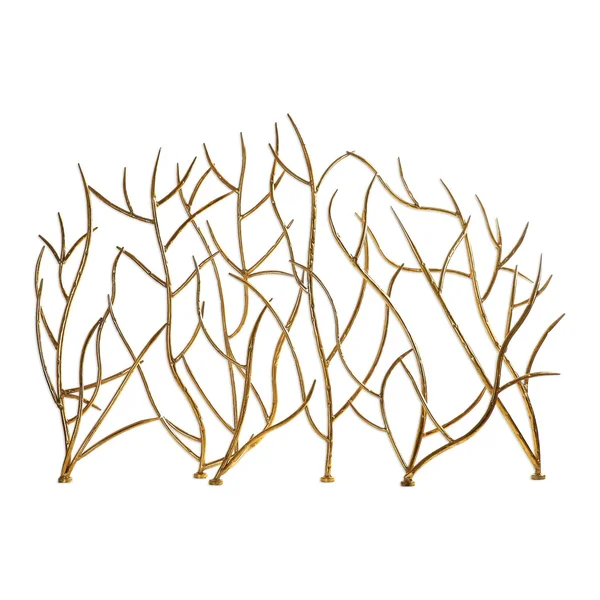 My Swanky Home Golden Branches Fireplace Screen, Iron Twig Metal Decorative Firescreen